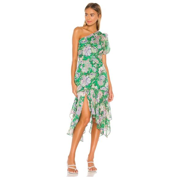 ASTR The Label Dresses & Skirts - ASTR the Label Santorini One Shoulder Dress in Green Lilac Floral Size Medium